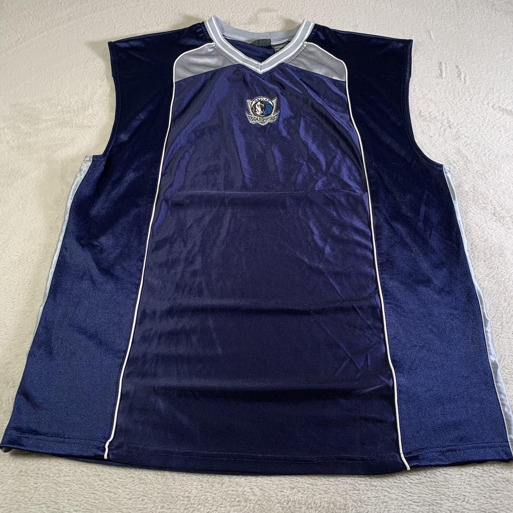 Vintage‎ Dallas Mavericks Shirt Mens XL Blue Pro Edge Tank Top Shinny Silky Y2K